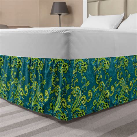 Ebay.com has been visited by 1m+ users in the past month Floral Bed Skirt, Vintage Style Abstract Ornamental Flower ...