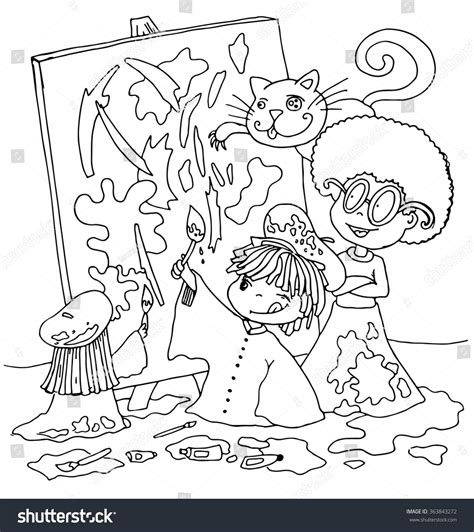 This brilliant guided drawing for kids instructions explain how to draw a face accurately and add some eyebrows, ears and hair. Kids Draw On Tablet Outline Cartoon Stock Vector 363843272 ...