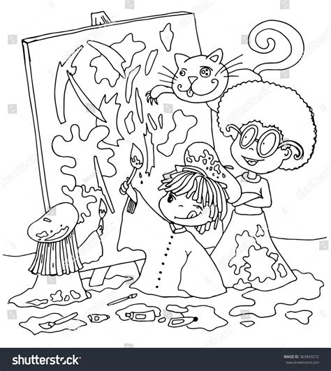 For the eyes, draw two large ovals an amazing article on how to draw cartoons step by step for kids, it says never correct your kid while. Kids Draw On Tablet Outline Cartoon Stock Vector 363843272 ...