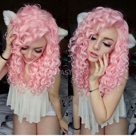 Weird short punk hairstyles are usually a failure of making a new style. Glueless Pink Curly Synthetic Hair Lace Front Wigs With ...