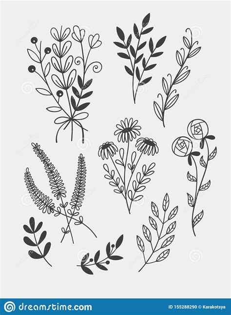 little-branches-and-florals-for-tiny-tattoo,-hand-draw