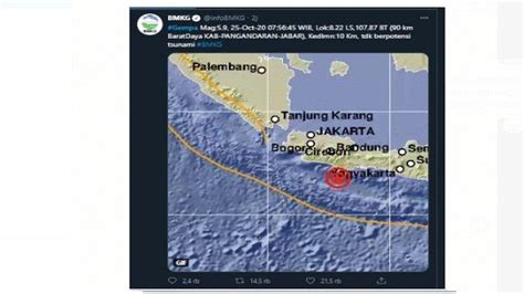 Kalau terjadi gempa besar maka getaran gempanya saja belum habis kok kita ingin dapat info segera. Info Gempa Hari Ini: Pangandaran Diguncang Gempa Magnitudo ...