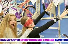 jacy blindfolded touches sister