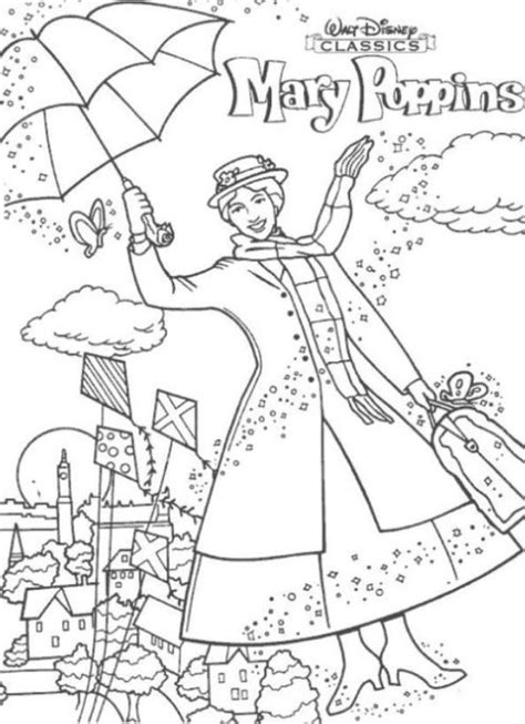 She flew fabulously into a london house. Kleurplaat van Mary Poppins | Disney coloring pages, Mary ...