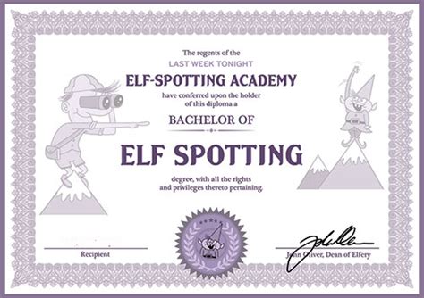 Visits from santa believe certificates believe certificates. ELF CERTIFICATE | Thank you Last Week Tonight. Watch out ...
