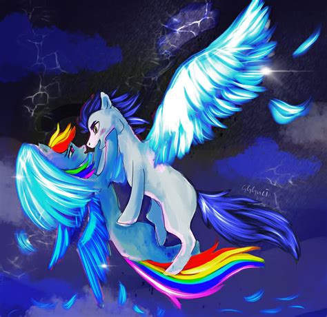 Well you're in luck, because here they. #2255923 - safe, artist:ggguci, rainbow dash, soarin', female, flying, male, missing cutie mark ...