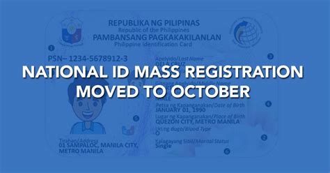 The national registration act of 1965 (last amendment in 2001) legislates the issuance and. PSA National ID Mass Registration in October