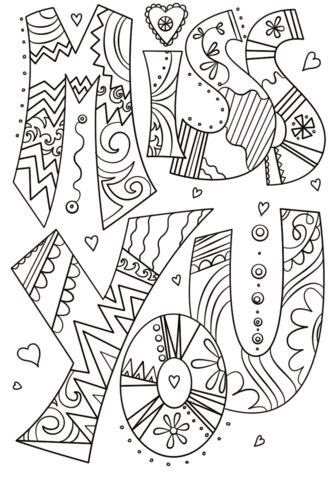 Kids coloring thinking of you coloring pages. Miss You Doodle coloring page | Free Printable Coloring Pages