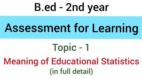 Assessment has two meanings (an amount that a person is officially required to pay and the act of making a judgment about something) so distinct that one might rightfully wonder if they come from different sources. Topic - 1 Meaning of Educational Statistics | subject ...