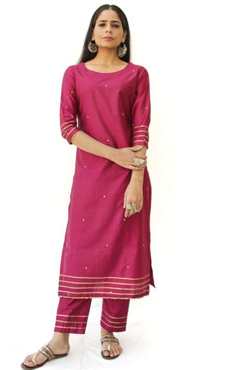 This is our favorite way to wear pants for the evening. Wine Tunic Pant Set (With images) | Kurta designs women ...