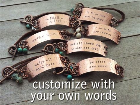 Explore the exclusive collection of cuff bracelets in various designs. Custom Hand Stamped Bracelet - Your Own Quote or Words ...