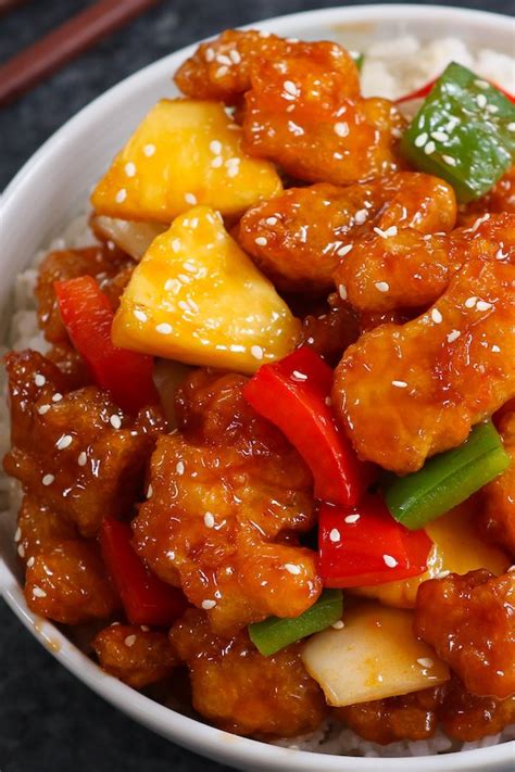 Cut the chicken into small chunks and mix with the soy sauce and sesame oil. Sweet And Sour Chicken Cantonese Style Calories / Baked ...