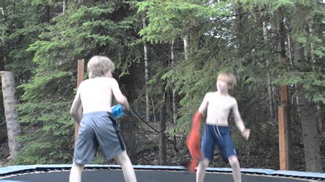 I've see nthat vid a ton of times, and the two main kids in that have got some serious skills. Shirtless Trampoline Fighting - YouTube