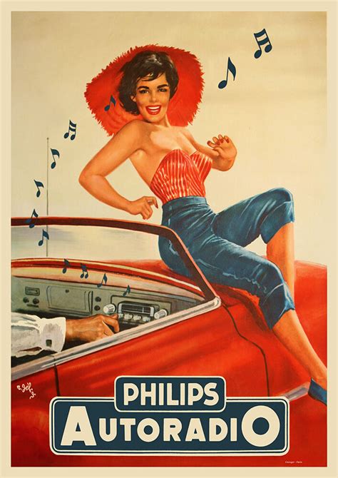 50% off with code xmasjuly2021 ends today. Vintage French Car Radio Poster 1950s Retro Glamour Pin Up ...