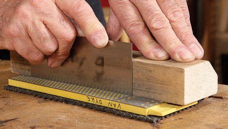 A card scraper excels where a traditional handplane may cause tear out, and where sandpaper may leave a fuzzy surface. Learn a fast, reliable way to sharpen a card scraper | Fine woodworking, Woodworking jigs, Scraper