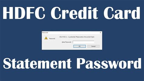 Maybe you would like to learn more about one of these? HDFC Credit Card Statement Password - YouTube