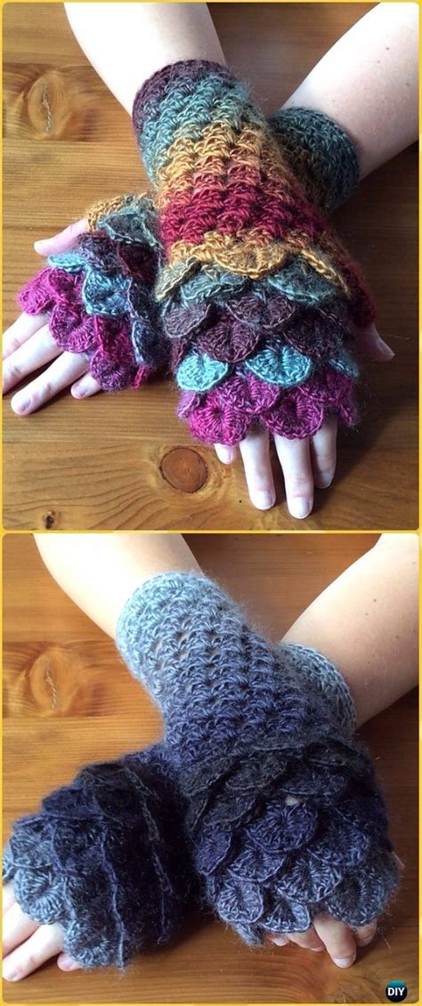 Check spelling or type a new query. Crochet Dragon Scale Crocodile Stitch Gloves Fingerless ...