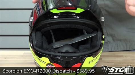 It offers airfit cheek pads, an everclear fog free locking outer. Scorpion EXO-R2000 Dispatch Neon Helmet Review from ...