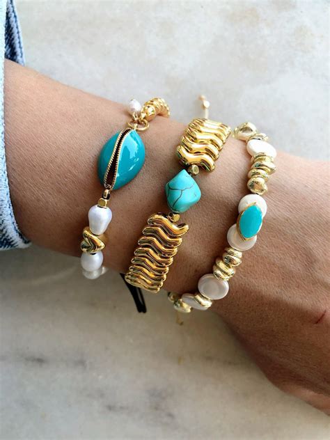 Shells Bracelets, Cowrie Shells Bracelets, Beach Bracelets, Turquoise Bracelets, Gift for Her 