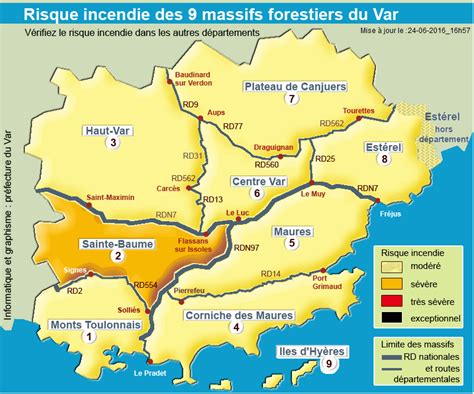 Les risques du massif de l'estérel s'appliquent aussi aux massifs. Le risque d'incendie vire à l'orange dans le massif de la ...