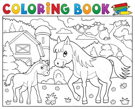 Zoek je naar paarden kleurplaat, kleurplaat van veulens of misschien een star stable kleurplaat? Boek paard met veulen thema 2 kleuren — Stockvector ...