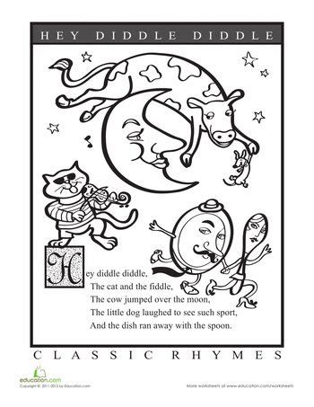 These coloring pages have popular rhymes like humpty dumpty, jack and jill, hey diddle diddle and this little piggy among … jar jar binks coloring pages. Hey Diddle Diddle | Worksheet | Education.com | Hey diddle ...