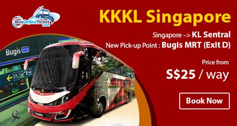 You can take a bus, drive a car, fly or even ride the train from kl to singapore. Bus from Bugis to KL with KKKL | BusOnlineTicket.com