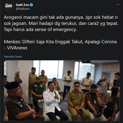 Nama fadli zon bahkan masuk trending indonesia di twitter pada rabu 6 januari 2020. Dihujat Usai Komentari Menkes Sok Jagoan, Netizen Sebut ...