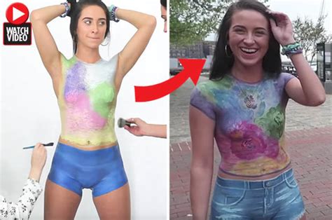 Perfect body painting and amazing flashing. Model hits streets wearing only body paint but then it ...