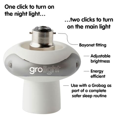 Choose an incandescent night light for a warmer feel in the nursery or children's room. The Gro Company Grolight 2-in-1 Night Light Bayonet ...