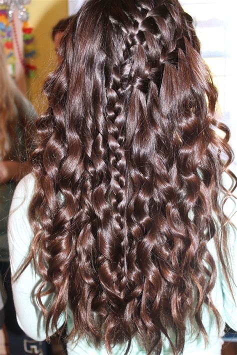 View the finished look here: Double waterfall braid (on thick hair) Curled with a ...