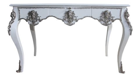 Schreibtisch mit stauraum in holzdekor ace. Casa Padrino Luxus Barock Schreibtisch Weiß / Silber ...