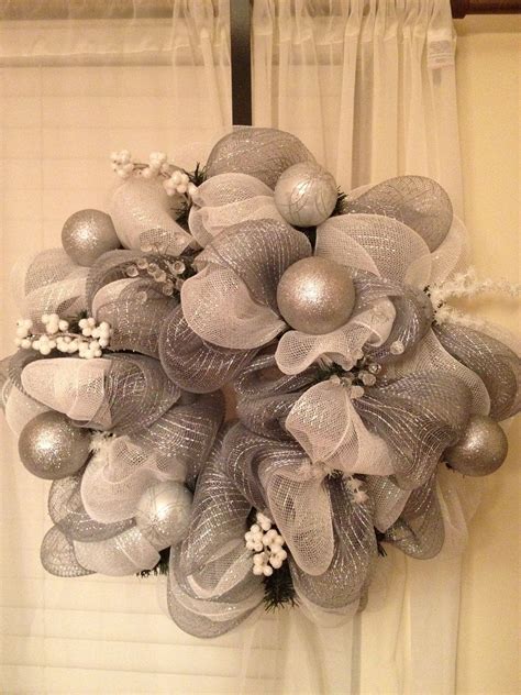Check spelling or type a new query. White and silver Holiday Deco mesh wreath . $75.00, via ...