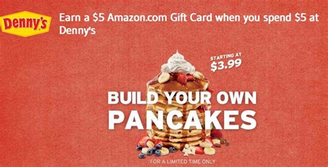 The gift cards store | a gift of choice celebrate every occasion with your loved ones in a special way. Get a $5 Amazon.com Gift Card to spend $5 at Denny's restaurants via TrialPay. http://www ...