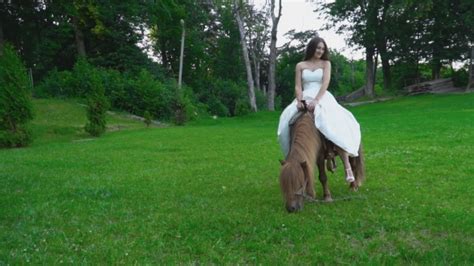 People who dress up in leather and bridles for a spot of pony play in the park. the Girl Is Riding a Pony by zokov | VideoHive