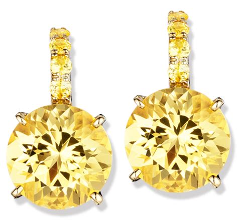 Color Candy Yellow Beryl Drop Earrings with Yellow Sapphire in Yellow Gold by Jane Taylor ...