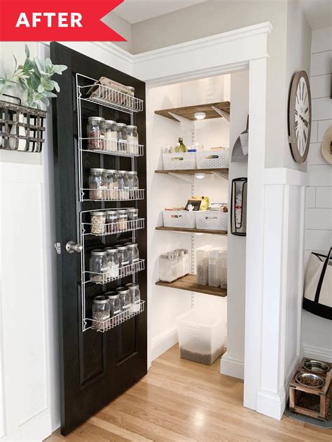 How to organize a small pantry closet. Before and After: An Organized Pantry with a Black Painted ...