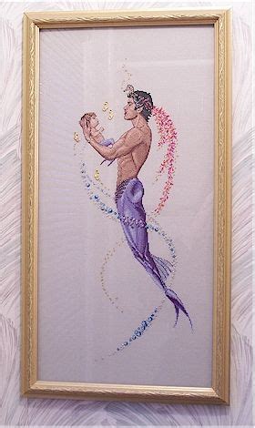 Water lily linen using dmc floss, caron waterlillies, mill hill beads and mill hill treasures. Mermaid Merman Cross Stitch | Cross stitch, Cross stitch ...