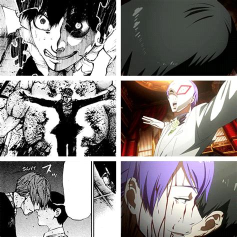 Tōkyō gūru) is a japanese dark fantasy manga series written and illustrated by sui ishida. Tokyo Ghoul episode 4 manga vs anime (in gifs) | Anime Amino