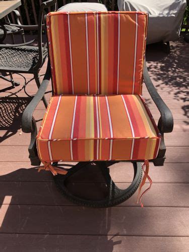 Find high styles that easily slide up against your outdoor bar area, comfortable wicker dining chairs with cushions, or aluminum and swivel styles to seat. Custom Patio Chair Cushion | Customer Photo