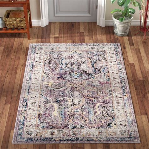 As a large area rug, an 8x10 area rug can help define a space, anchor your room's design theme, and tie all your decor elements together. World Menagerie Fitz Lavender/Light Gray Area Rug | Area ...