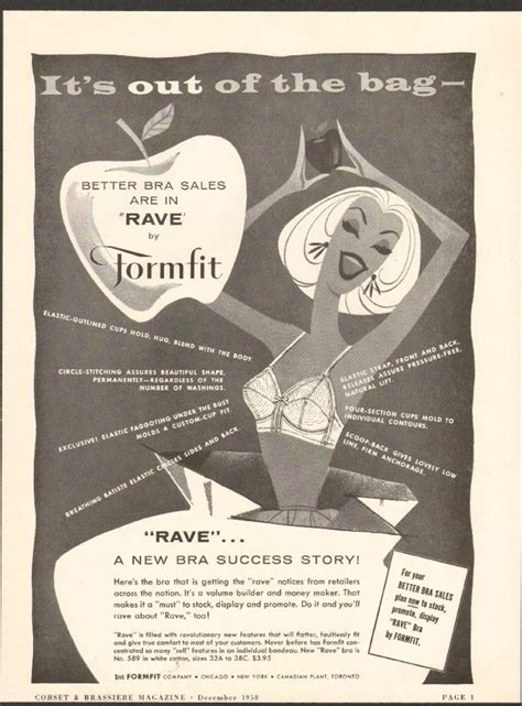 Clearance bras and bralettes on sale are an easy way to stock up on all your favorites or try a new fit or style. 1958 Rave Bra By Formfit Print Ad | Bra sale, Decorated ...