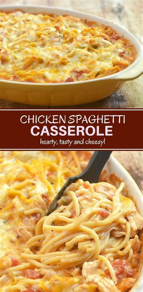 When spaghetti is cooked, combine with remaining ingredients except additional 1 cup sharp cheddar. Chicken Spaghetti Casserole | Recipe | Food recipes ...