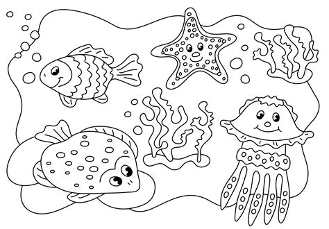 Die süßen fabeltiere warten darauf von ihren kindern ausgemalt zu werden. Ausmalbilder Ozean, Meereswelt, Meerestiere ...