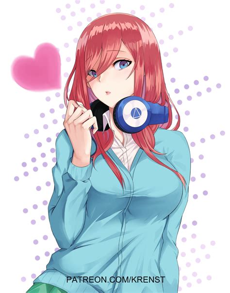Miku siempre se recuerda a sí misma seguir este principio, llegando a comprometer su propio interés para asegurarse de que todas sean tratadas por igual. nakano miku (go-toubun no hanayome) drawn by krenst | Danbooru