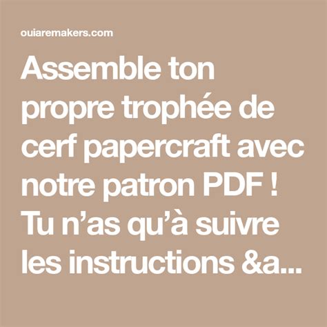 Tone & sculpt is here to guide you on your health and fitness journey. Assemble ton propre trophée de cerf en papier | Tutoriel ...