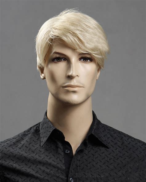 It is bleaching white human hair. Bleach White Blonde Men Hair Wigs Synthetic Hair Wig
