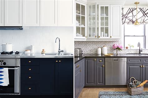 Instead, they used the same style of cabinet front but in three different ways — a crisp white, an inky blue and a natural barnwood. Trending Now: Kitchens With Contrasting Cabinets | House & Home