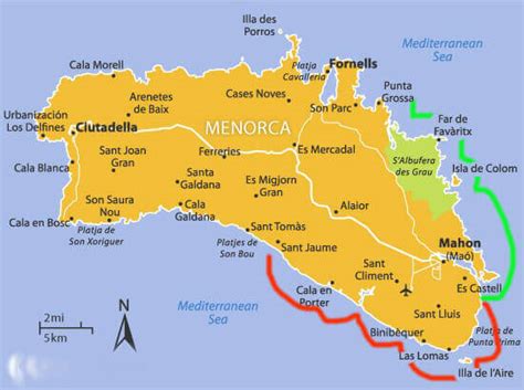 El mapa online más práctico para conocer las playas,calas y puertos de mallorca. North Menorca beaches Merak Charter