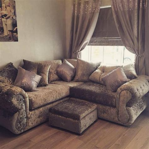 Michigan crushed velvet 3 seater and 2 seater sofa mink. Crushed Velvet Sofa Chesterfield Diamanté luxury sofa NEW FREE DELIVERY #furnituredesigns in ...